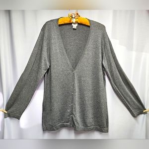 Chico's Grey Button-up V-Neck Cardigan